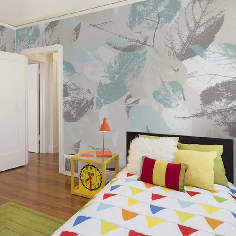 Water-Resistant Leaf Texture Mural Wallpaper Custom Size Minimalist Wall Covering for Guest Room