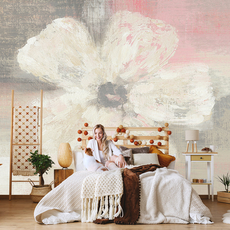 Illustration Blossoming Flower Wall Decor Personalized Size Wall Mural Decal for Girl's Bedroom, Custom-Printed