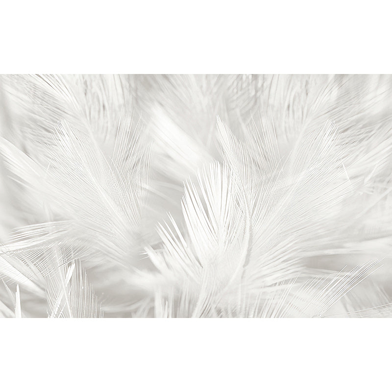 Photography Feather Wall Mural Decal for Accent Wall in Plain White, Personalized Size Available