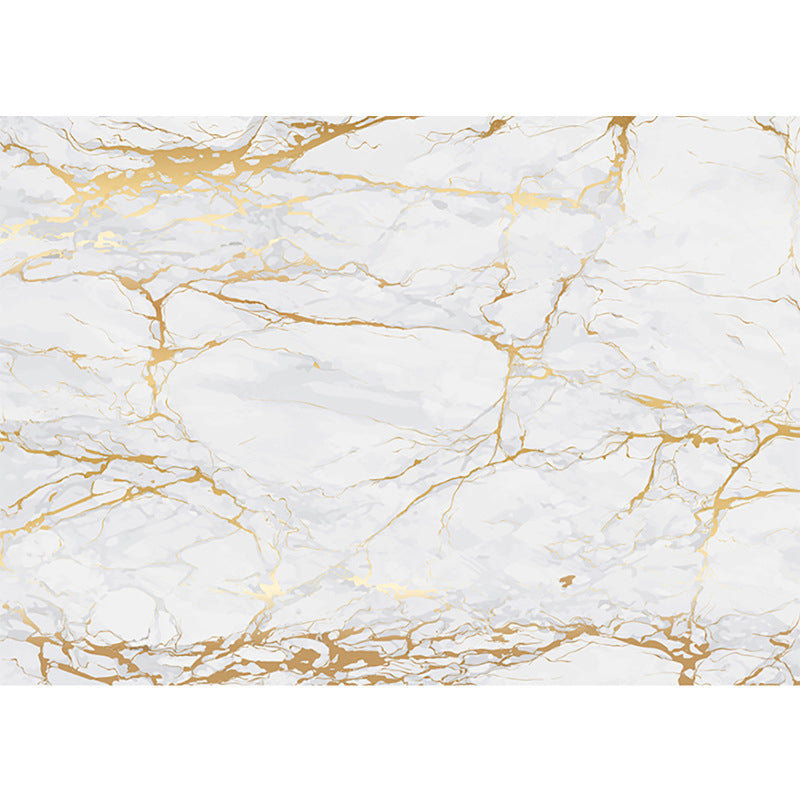 Photo Style Marble Surface Mural Wallpaper for Dining Room in Gold and White, Made to Measure
