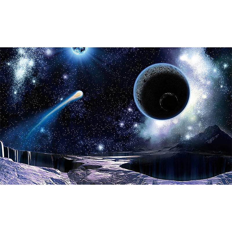 3D Visual outer Space Mural Wallpaper for Meeting Room Decoration, Blue and Purple, Custom-Printed