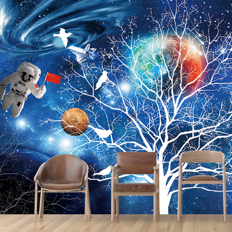 Photo Tree and Galaxy Mural Wallpaper Full Size Wall Art for Accent Wall, Personalized Size Available