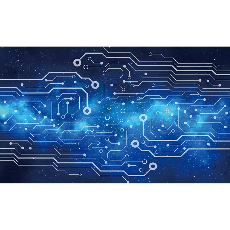 Fantasy Outer Space Wall Mural for Bar Decoration, Customized Size Wall Art in Blue and Black