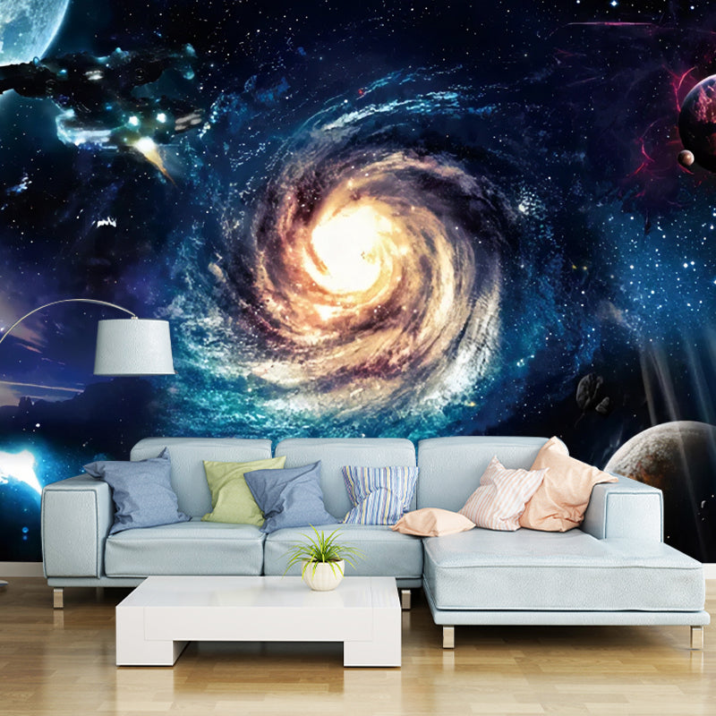 Extra Large Photo Simple Mural Wallpaper for Home Decoration with Galaxy Pattern in Blue