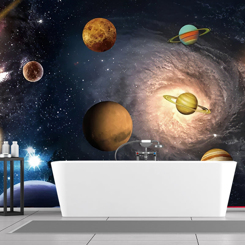 Enormous Photography Outer Space Mural for Accent Wall in Brown and Gold, Personalized Size Available
