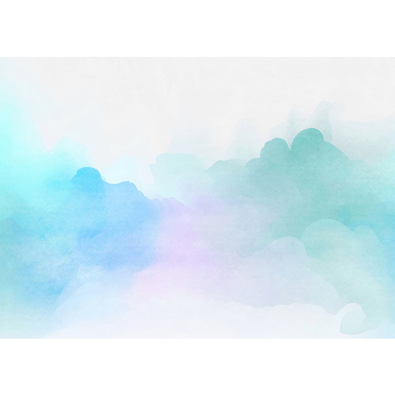 Enormous Cloud Wall Art for Children Misty Sky Wall Mural in Pink and Blue, Water-Resistant