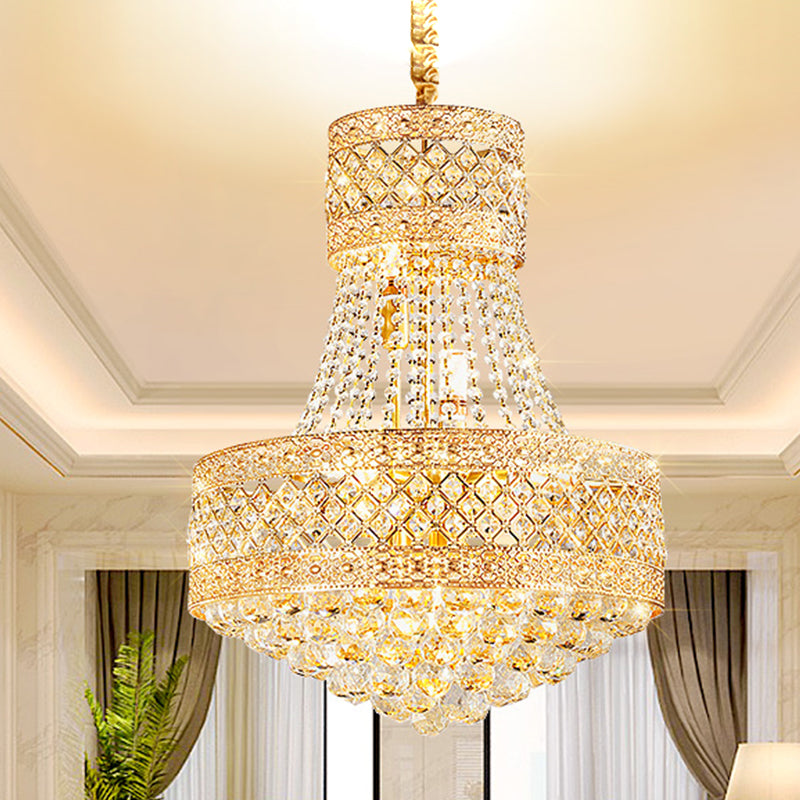5 Bulbs Empire Style Drop Lamp Baroque Gold Opulent Crystal Chandelier Pendant Light