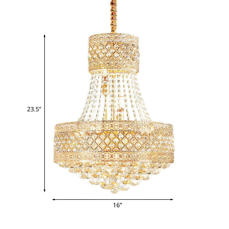 5 Bulbs Empire Style Drop Lamp Baroque Gold Opulent Crystal Chandelier Pendant Light