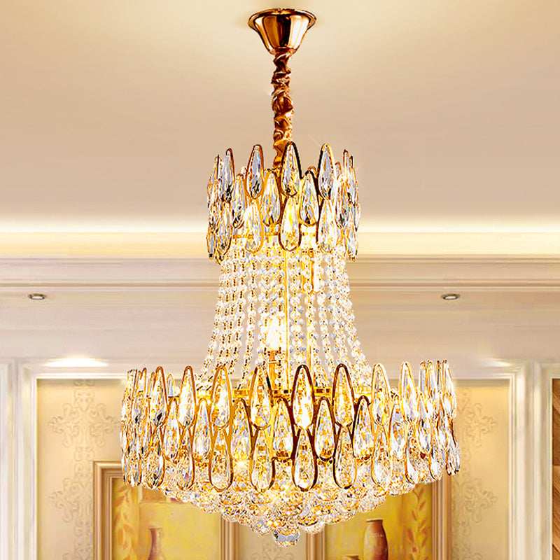 6 Lichter Kristall Kronleuchter moderner goldener goldener Wohnzimmer Decke Anhängerlampe