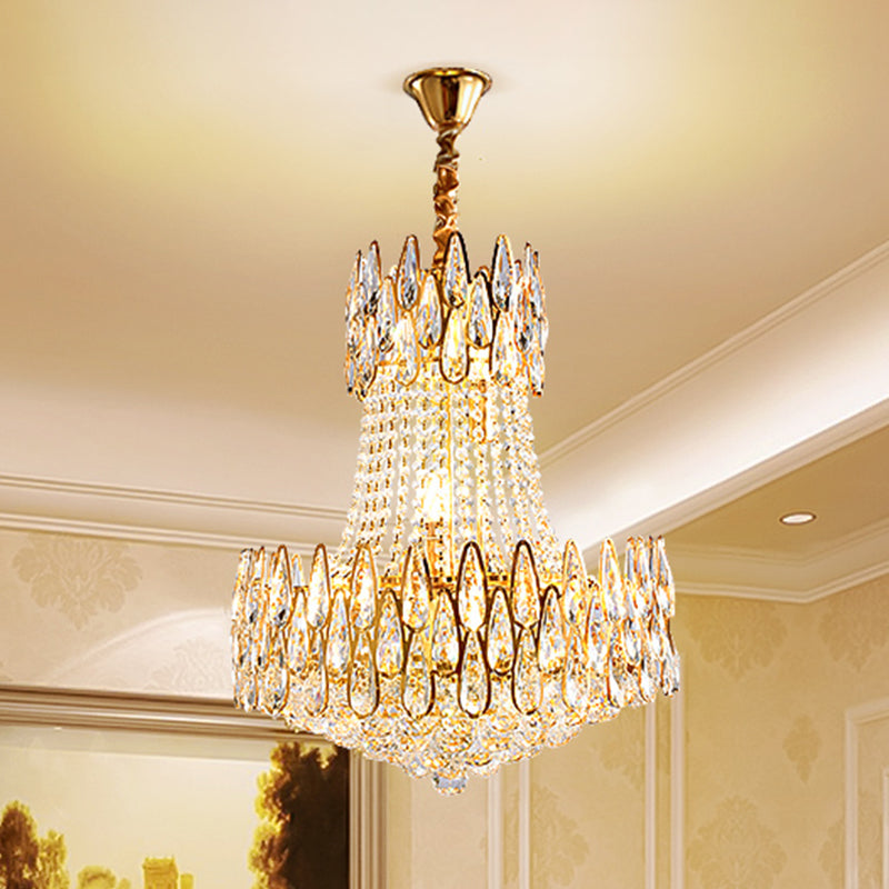 6 Lichter Kristall Kronleuchter moderner goldener goldener Wohnzimmer Decke Anhängerlampe