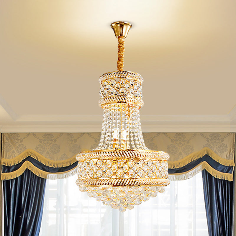 Cut K9 Crystal Gold Ceiling Chandelier Basket 7 Lights Victorian Style Pendant Lighting Fixture