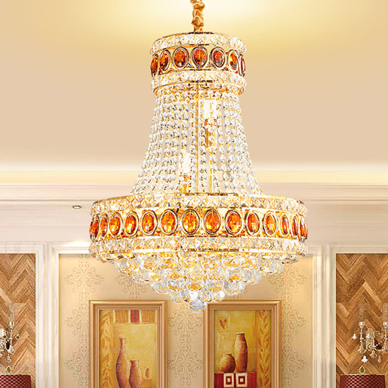Gouden kegel hanger kroonluchter hedendaagse kristal 5-bulb eethal suspensie lamp