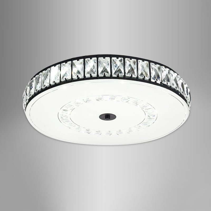 Square/Round Rectangle-Cut Crystal Flush Light Simple LED Black Flush Mount Ceiling Lamp Fixture