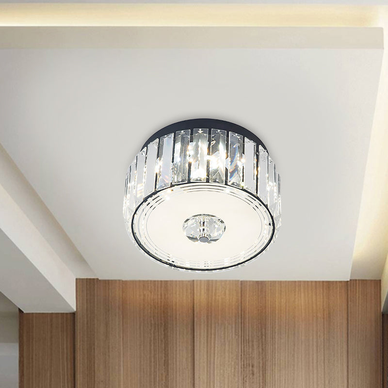 Simple Style Cylinder Ceiling Flush Mount Clear Rectangle-Cut Crystal LED Balcony Flush Lighting