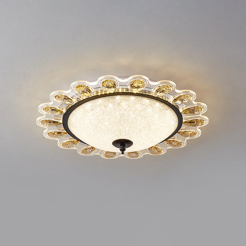 Yellow Crystal Floral Ceiling Flush Contemporary 16"/23.5" Wide LED Flushmount Lighting for Drawing Room
