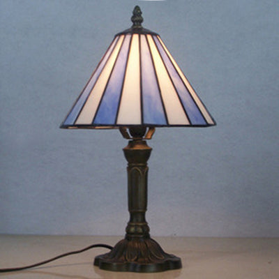 1 scrivania conica leggera Light Tiffany Simple Style Distanza di vetro in blu per l'illuminazione della camera da letto