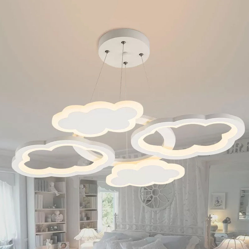 Cloud Plafond Pendant Light Nordic acrylique LED LED Chandelier blanc pour chambre à coucher, lumière chaude / blanche