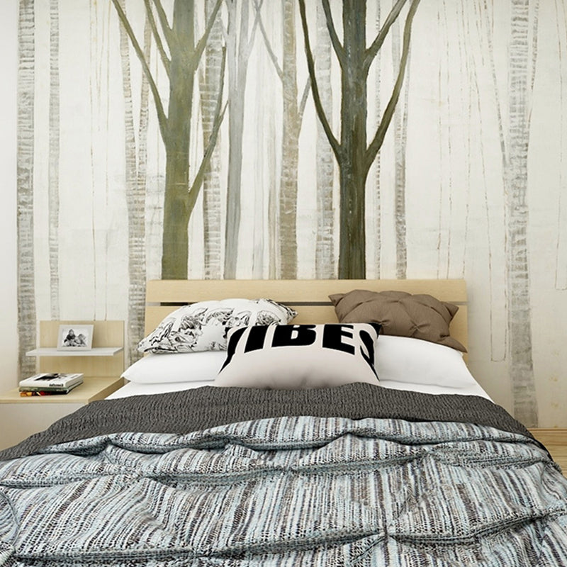 Giant Wall Mural Dark Green Tree Non-Woven Fabric Wall Covering for Decor, Custom-Made