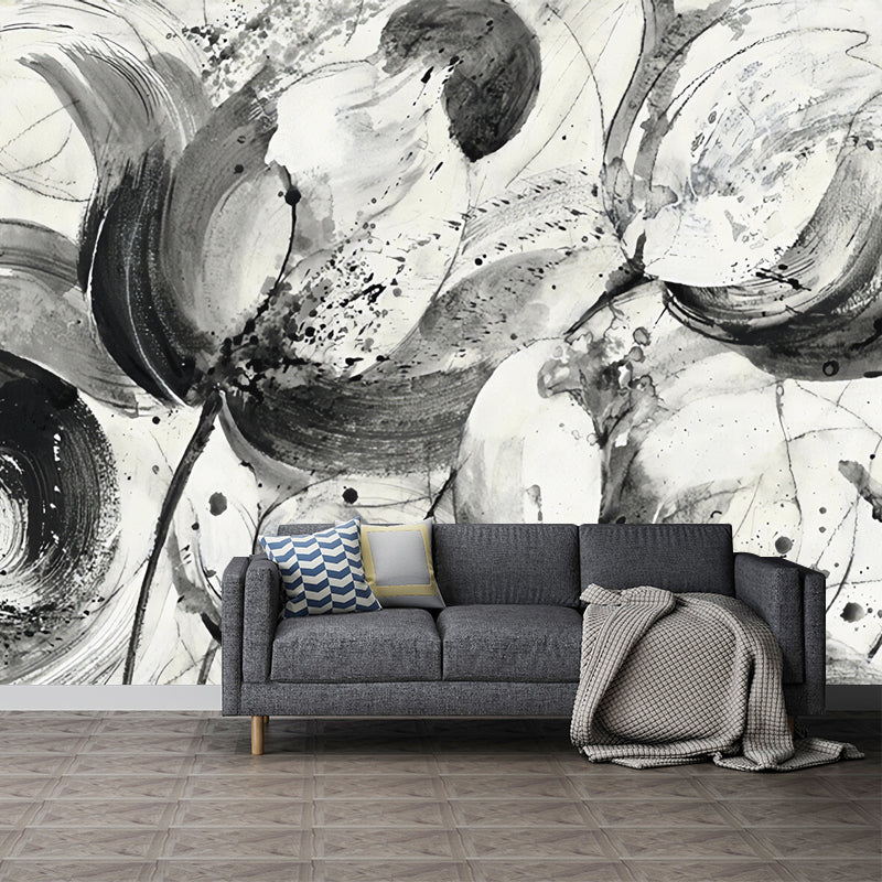 Stain-Resistant Non-Woven Mural Wallpaper Traditional Lotus Wall Art for Living Room