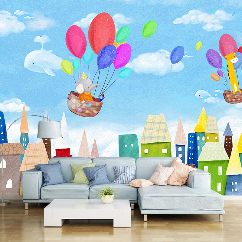 Fresh Mural Sky Blue Balloon Extra Large Wall Covering, Customized Size Available