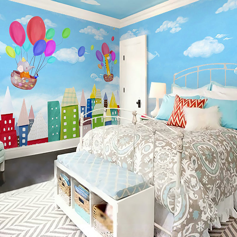 Fresh Mural Sky Blue Balloon Extra Large Wall Covering, Customized Size Available