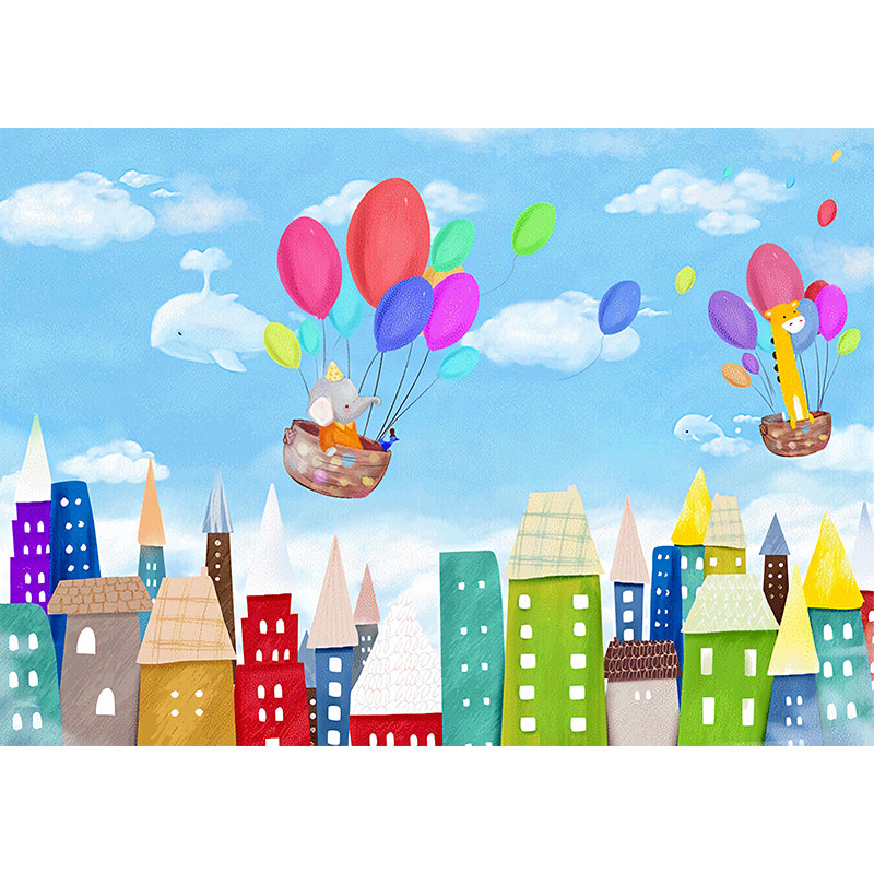 Fresh Mural Sky Blue Balloon Extra Large Wall Covering, Customized Size Available
