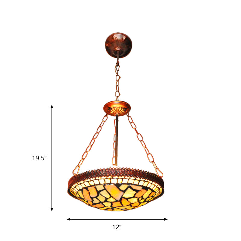 Rust à la lampe suspendue à 2 tête baroque à main coupée à main en verre de lustre en forme de dôme en forme de lustre