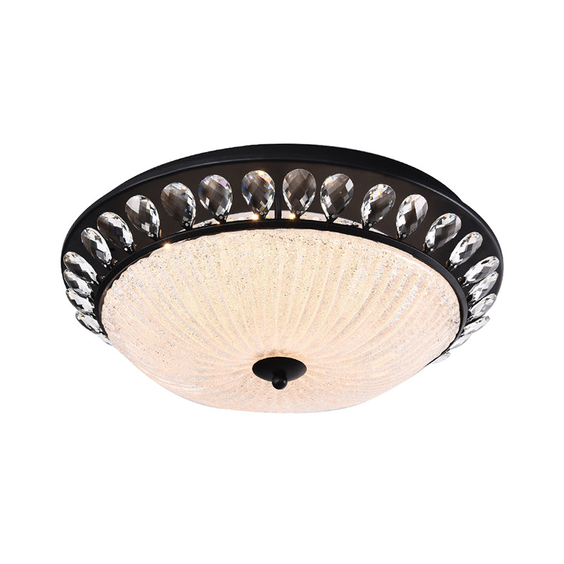Clear Crystal Glass Dome Flushmount Modern LED Black Flush Mounted Light for Bedroom