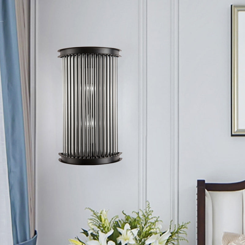 Mur à demi-cylindre noir minimalisme minimalisme 2 bulbes Crystal Strip Wall Lampe pour le chevet