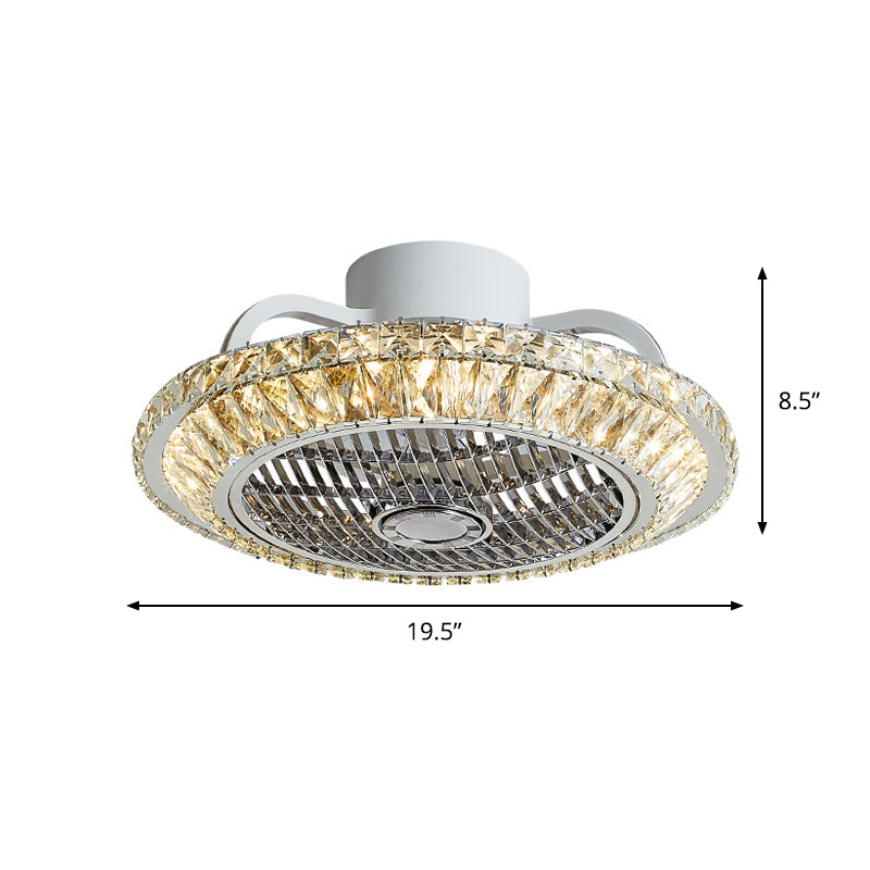 Weiße Finish runde Hängelüfter Leicht moderne K9 Kristall Block LED Flush Deckenlampenlampe, 19,5 "W.