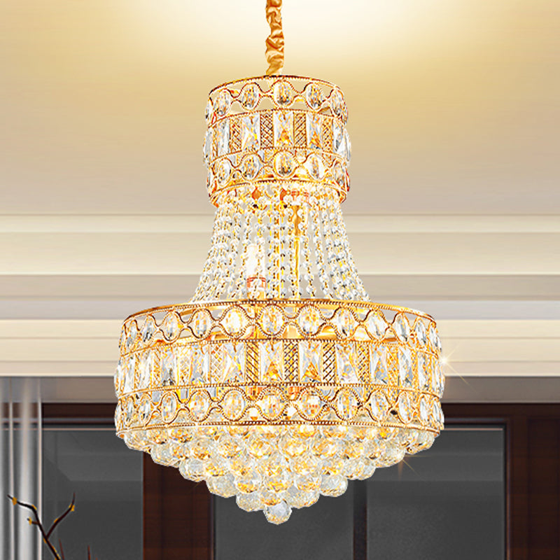 Barockimperium Kronleuchter 5 Lichter Kristallhängung Beleuchtung in Gold für Wohnzimmer