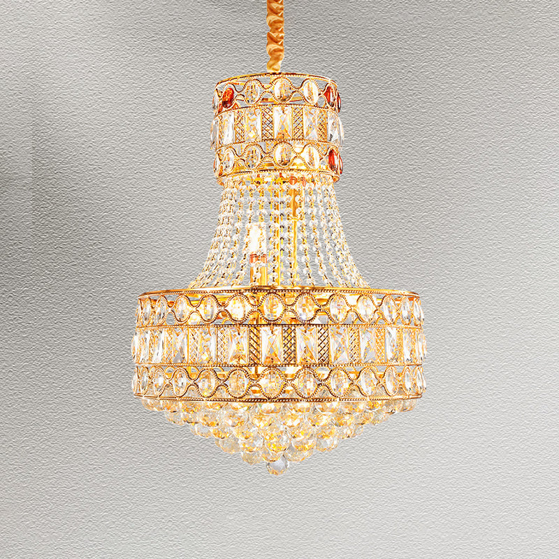 Baroque Empire Chandelier 5 Lights Crystal Suspension Lighting in Gold for Living Room