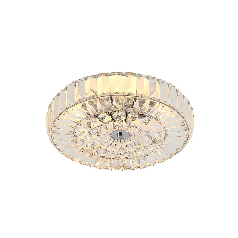 Beveled Cut Crystal Round Flushmount Simplicity 6 Heads Bedroom Ceiling Lighting in Gold