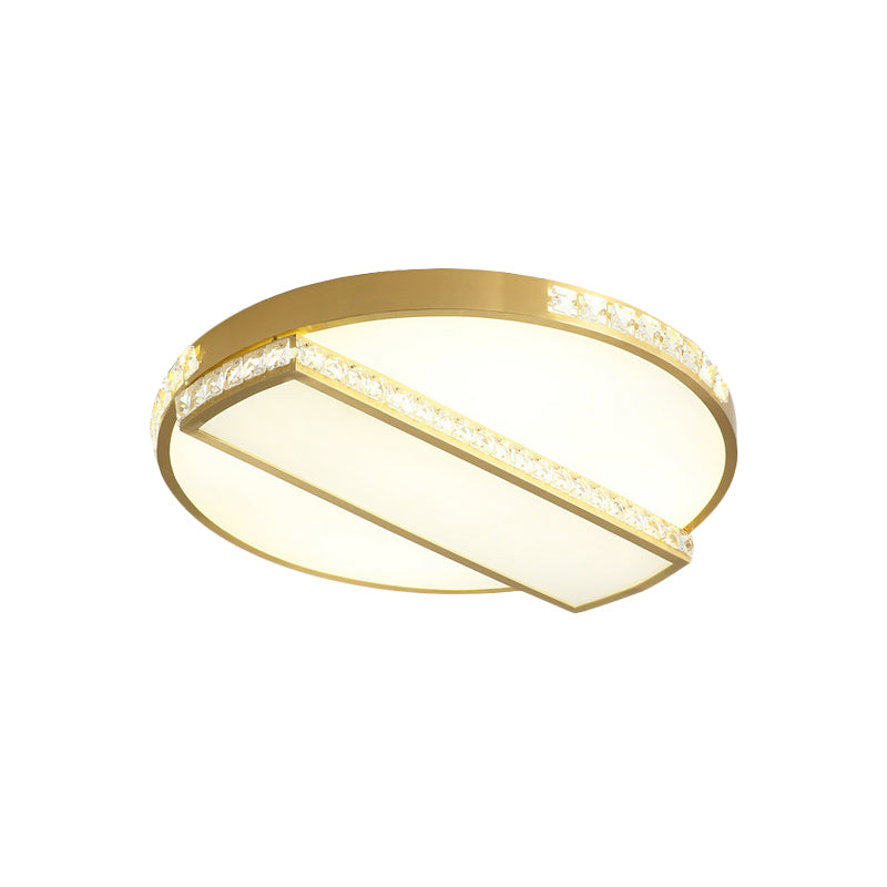 Gold Geometrische Ultradünne Flushmount Lampe Minimalistisch Kristall Embedded Gold LED Deckenleuchte