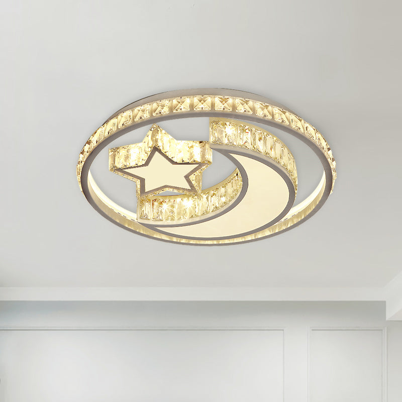 Cristal Lune et Étoile Plafonnier Modernisme Chambre LED Lampe Encastrée en Blanc