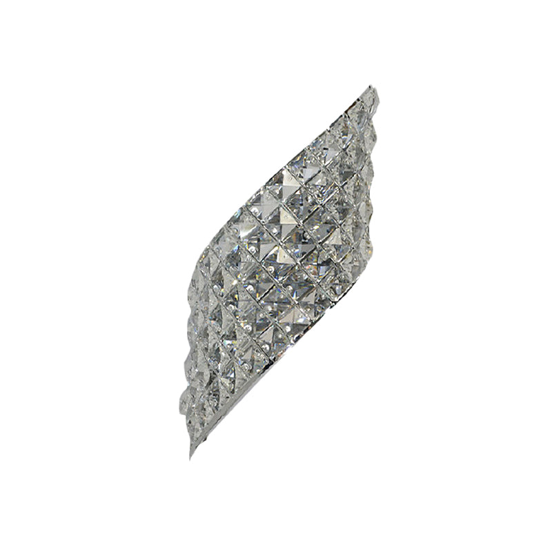 Twisted Leaf Clear Cut Crystal Sconce Minimalistic 4 Bulbs Corner Wall Mounted Lamp