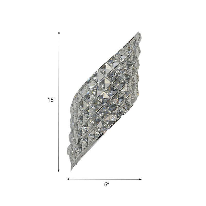 Twisted Leaf Clear Cut Crystal Sconce Minimalistic 4 Bulbs Corner Wall Mounted Lamp