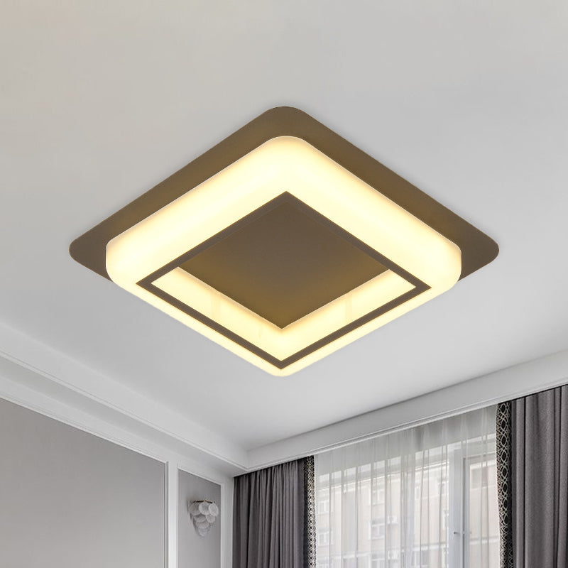 Plafonnier carré encastré contemporain en acrylique pour chambre à coucher, luminaire LED en blanc/noir/gris