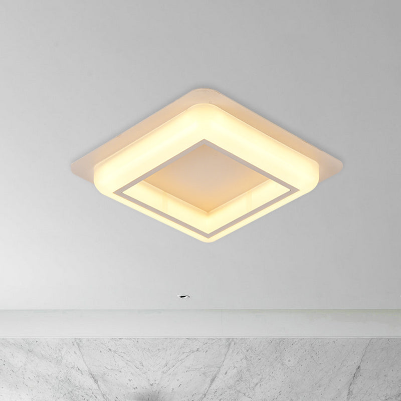 Luminaria empotrada LED de acrílico contemporánea para dormitorio, montaje empotrado en techo cuadrado, en blanco/negro/gris