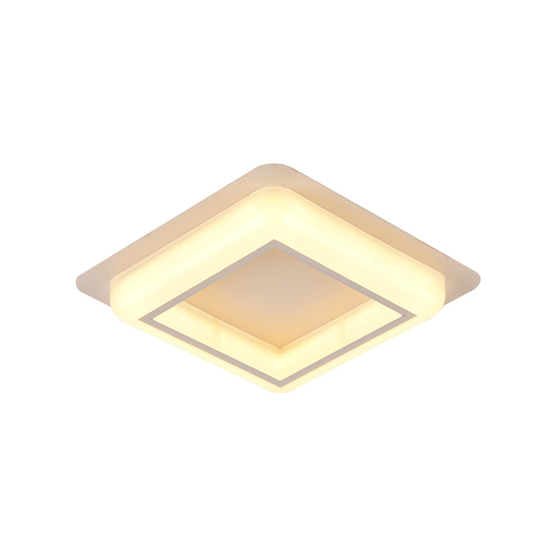 Luminaria empotrada LED de acrílico contemporánea para dormitorio, montaje empotrado en techo cuadrado, en blanco/negro/gris