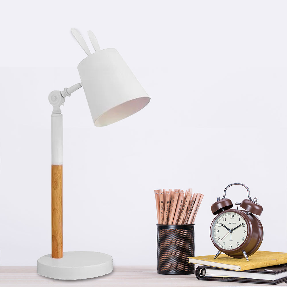 Rotatable Metal Bunny Desk Light 1 Glühbirne Moderne stilvolle Schreibtischlampe im weißen Finish
