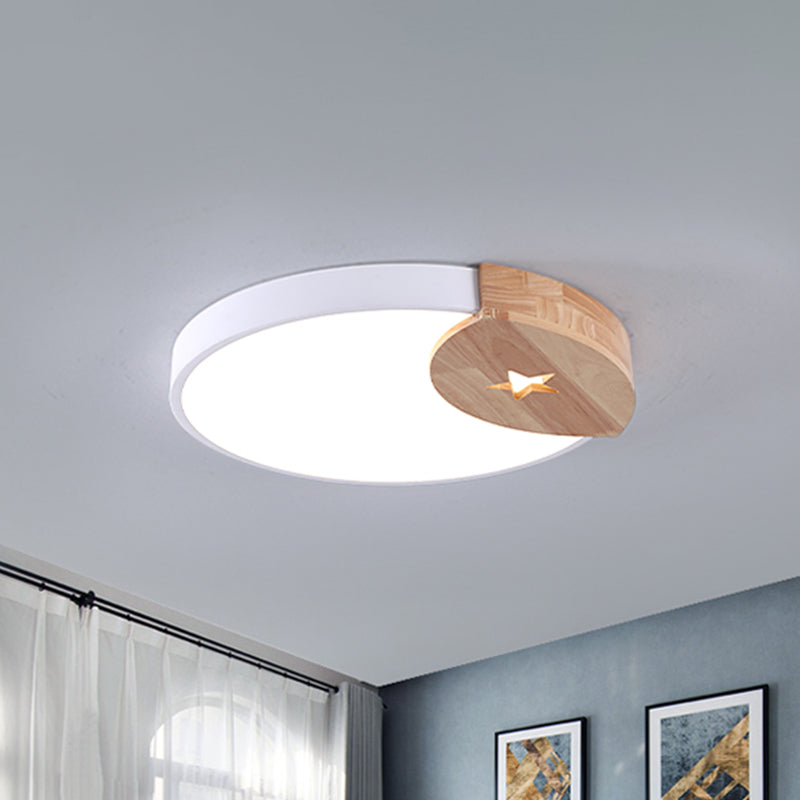 9"/12" W Circle Ceiling Mounted Fixture Modern Acrylic White LED Flush Light in White/Warm Light