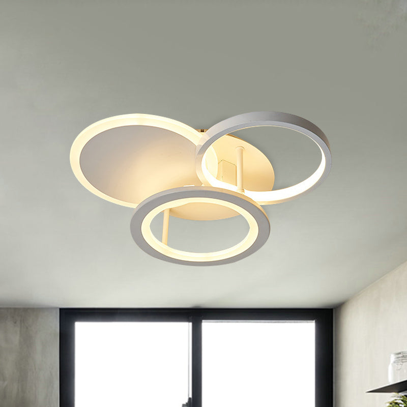 16"/19.5" W Metal Circular Semi Flush Mount Simplicity LED White Flush Ceiling Light for  Bedroom, White/Warm Light