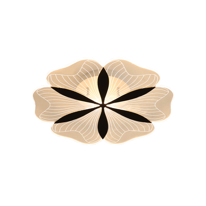 Flower-Like Flush Light Nordic Metal LED Bedroom Ceiling Flush Mount in Black, White/Warm Light