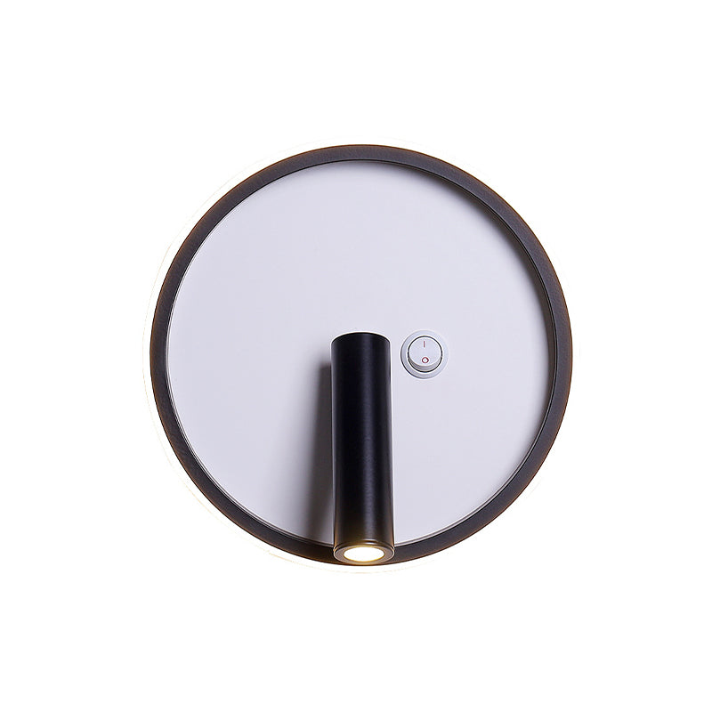 Cercle contemporain / carré / ellipse Métalc LED LED Éclairage mural de chevet en noir, blanc / chaud