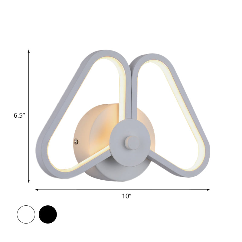 Metal Double Triangles Scone Light Simplicity White/Black LED Wall Lighting Idea in White/Warm Light