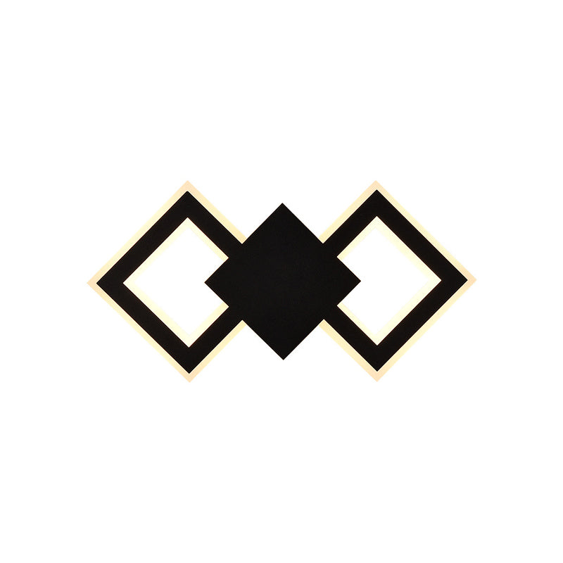 Black/White Rhombus Wall Lighting Idea Nordic LED Metal Sconce Light Fixture for Bedroom, White/Warm Light