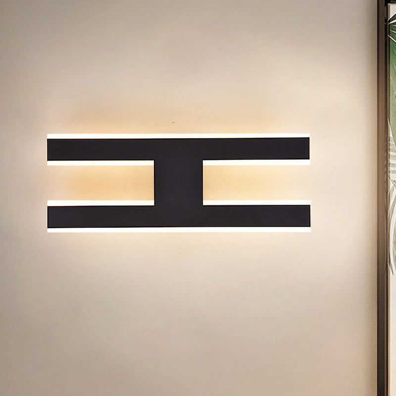 Alphabet Metal Wall Lamp Modern LED White/Black Sconce Light Fixture for Bedside in White/Warm Light