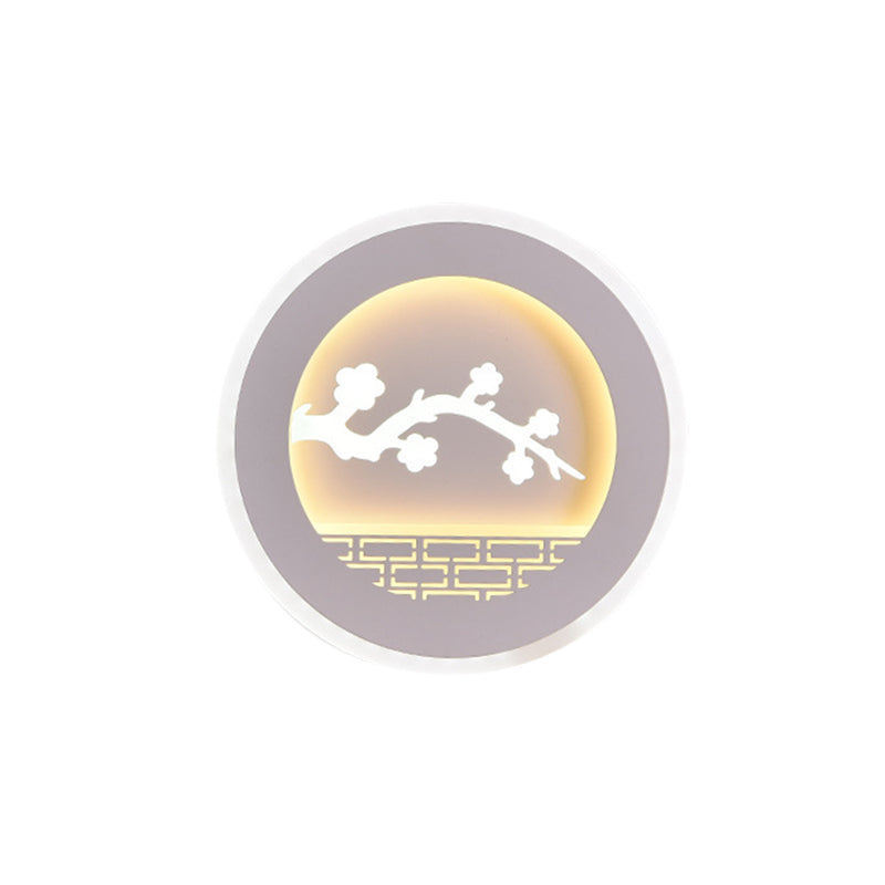 Simplicité Cercle Conce Light avec voilier / arbre Salle d'étude en acrylique LED LEMPUR MUR ALIMENTATION EN BLANC