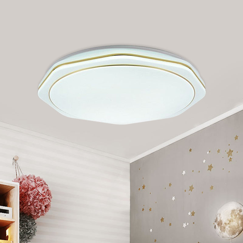 White Geometry Ceiling Mounted Lamp Modern 16"/19.5" W LED Acrylic Flushmount Lighting for Bedroom